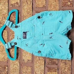 OshKosh B'gosh Aqua Overalls with Surfboard Design Size 6 Months